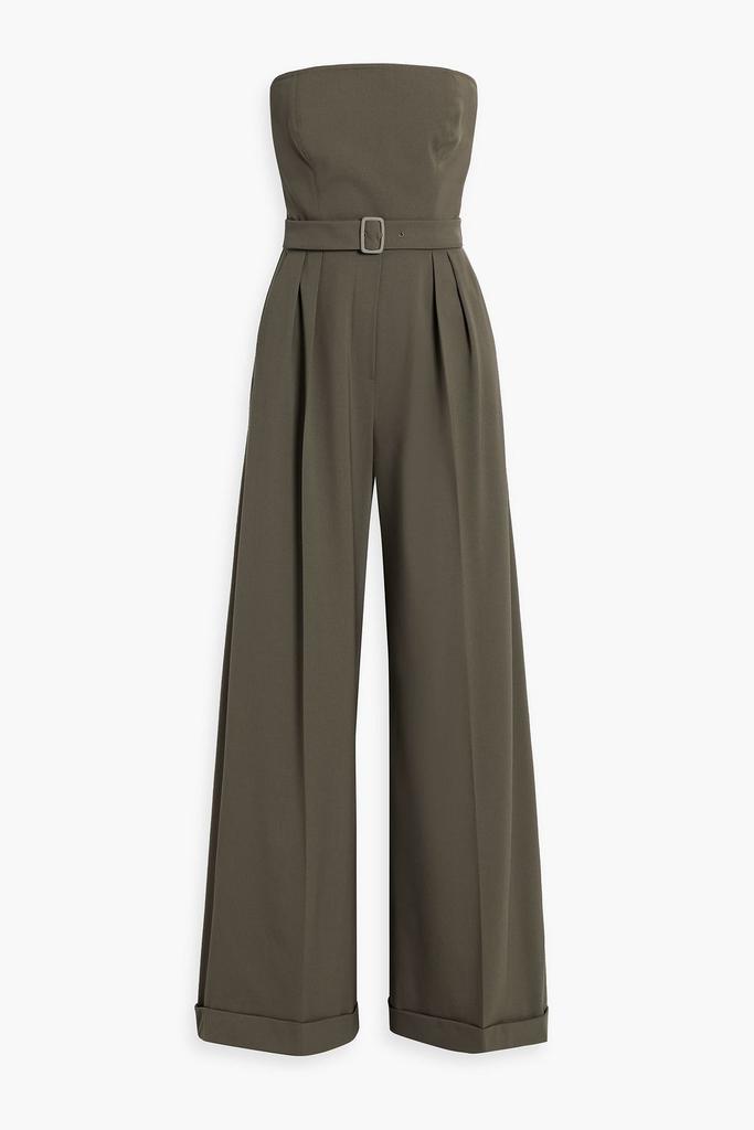 Strapless pleated wool-blend twill wide-leg jumpsuit – On