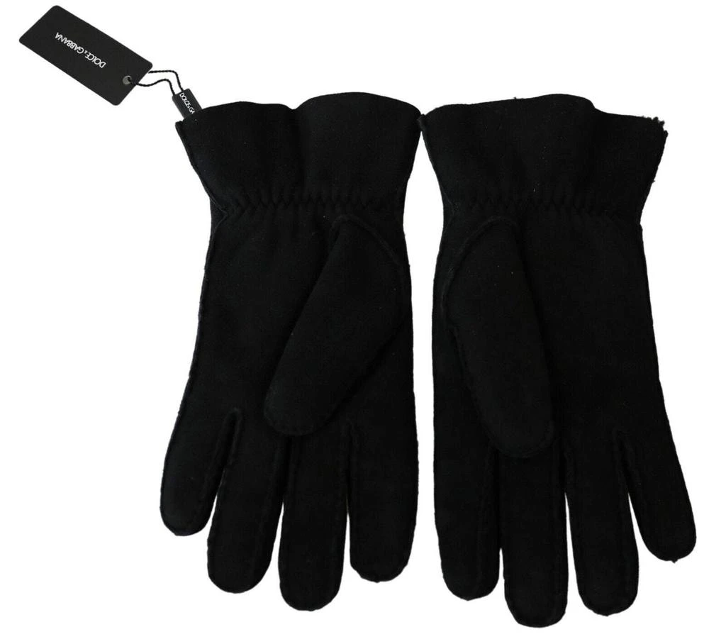 Dolce & Gabbana Dolce & Gabbana Black Leather Motorcycle Biker Mitten Gloves 4