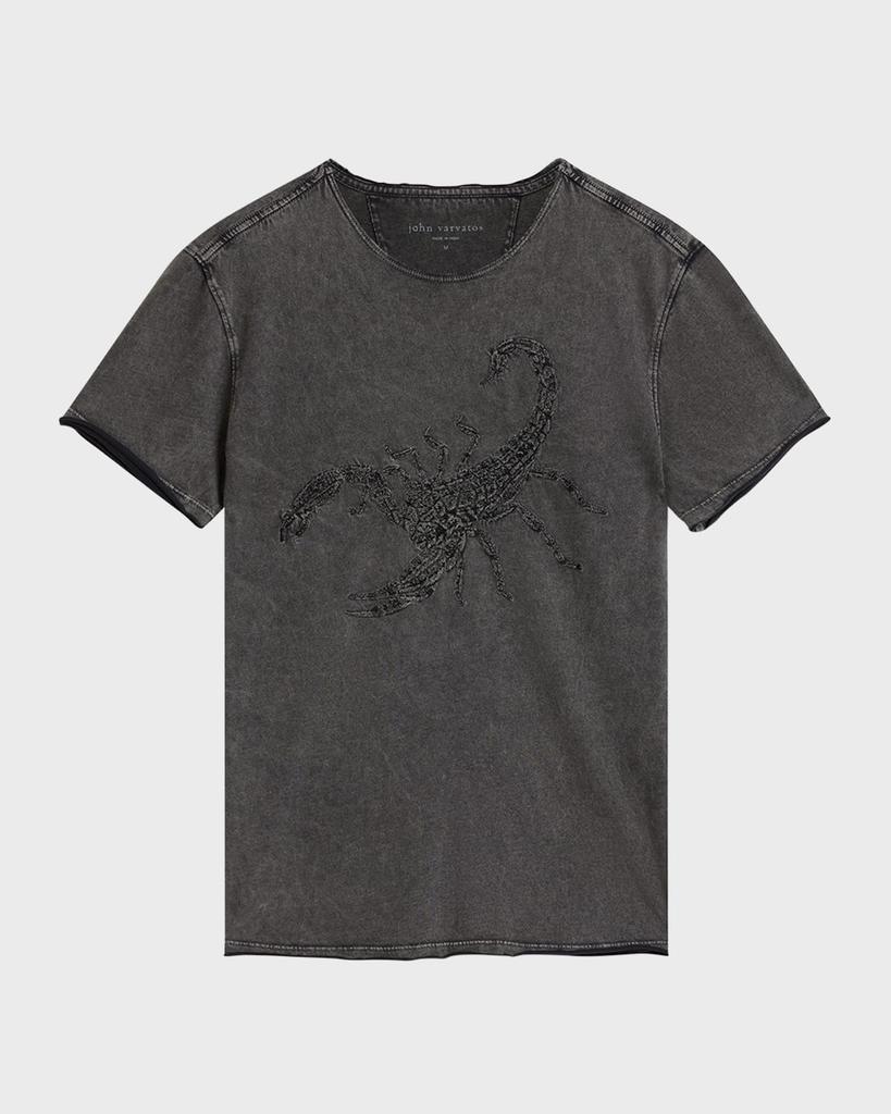 John Varvatos Men's Raw-Edge Embroidered Scorpion T-shirt