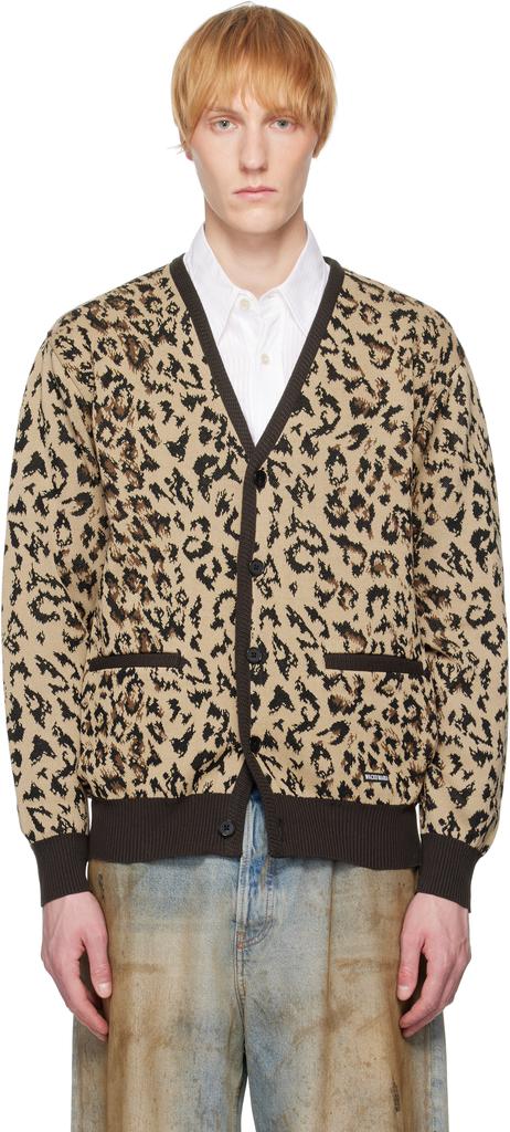 Men's Leopard Jacquard Cardigan (Type-2) Brown – On Sale Now with