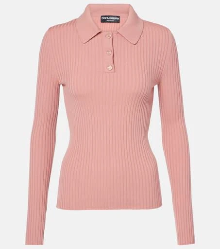 Dolce 
Gabbana Ribbed-knit wool-blend polo sweater 1