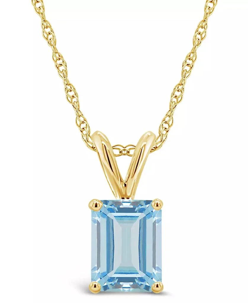 Macy's Aquamarine (1-3/8 ct. t.w.) Pendant Necklace in 14K Yellow Gold 1