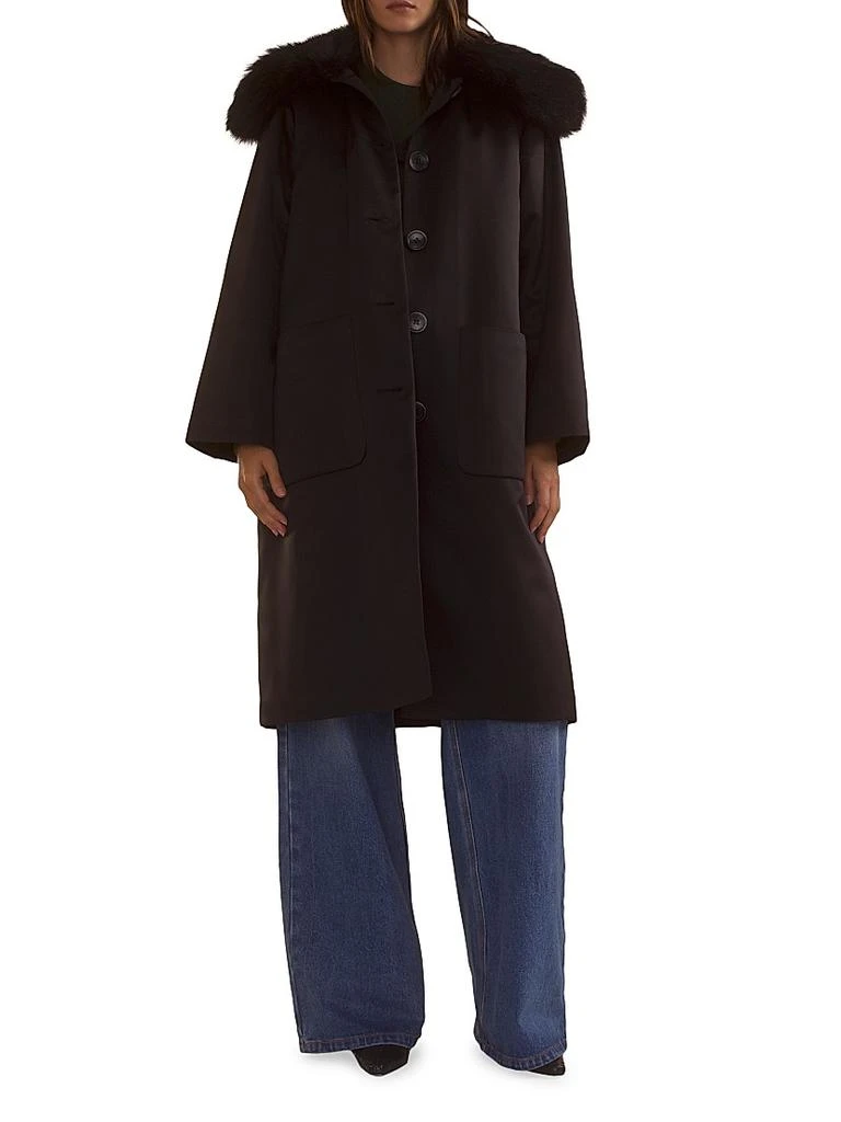 Cynthia Rowley Faux-Fur Collar Satin Coat 1