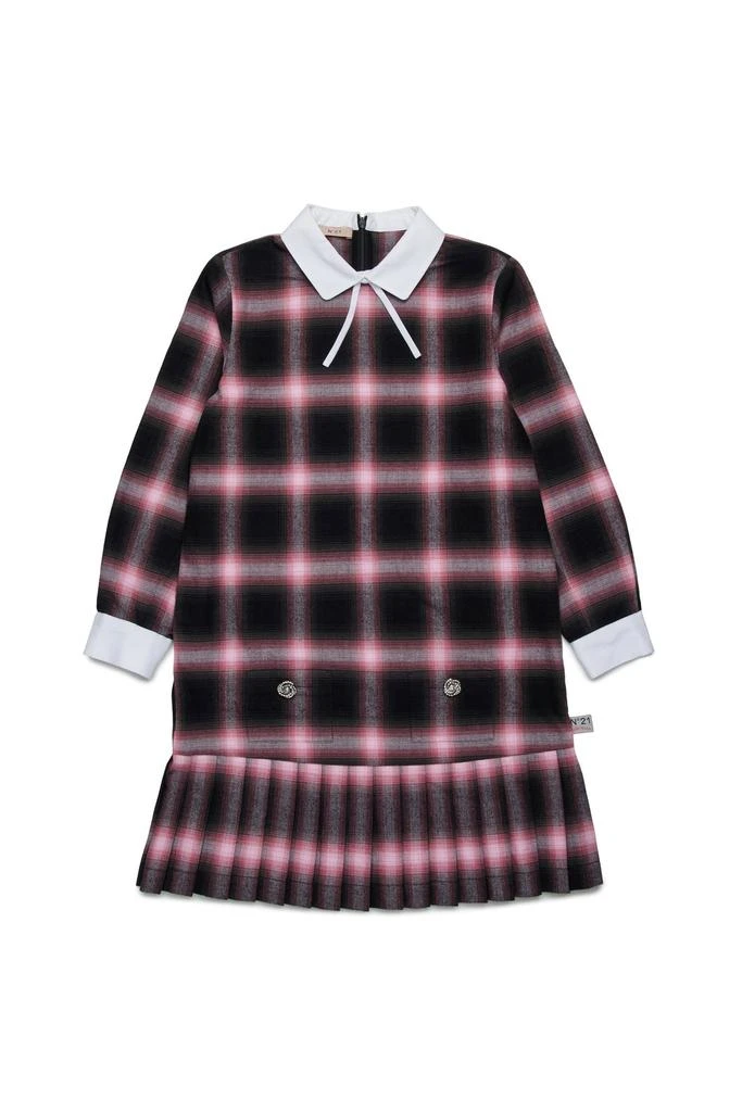 N°21 N°21 Kids Plaid Check Flannel Pleated Dress 1