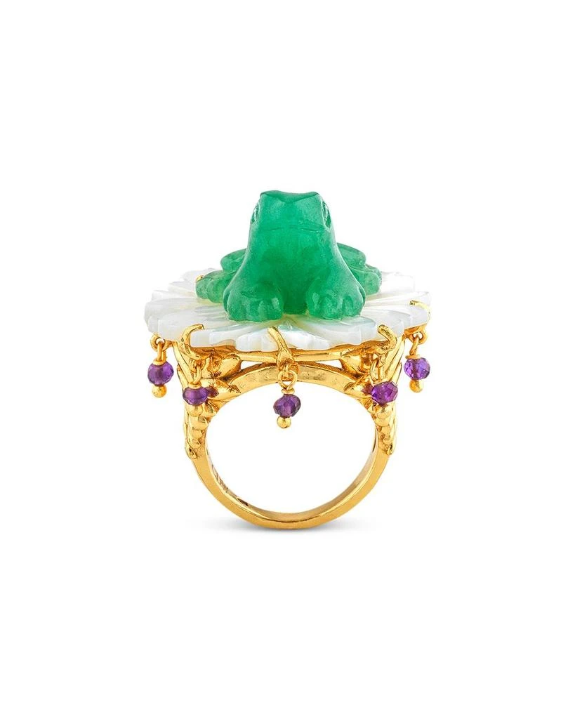 Capucine De Wulf Villandry Mixed Stone Frog On Flower Ring in 18K Gold Plated 1