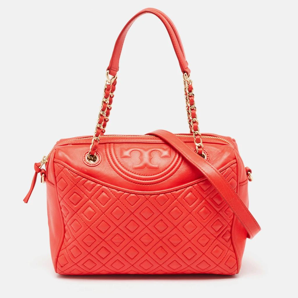 Tory Burch Tory Burch Red Quilted Leather Fleming Duffel Bag 1