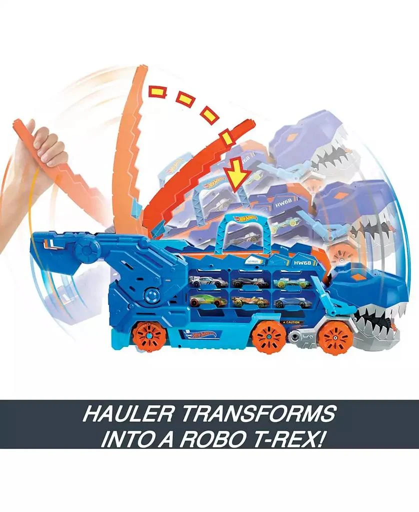 Hot Wheels City Ultimate Hauler, Transforms Into A T-Rex with Race Track, Stores 20 Plus Cars 4