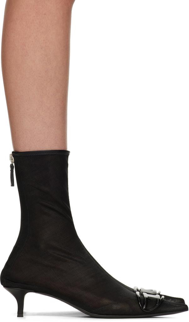 DIESEL★D-Venus Kittie Bt デニム ヒールブーツ 送関込み D-VENUS KITTIE BT D-Venus-Sock boot with Oval D plaque