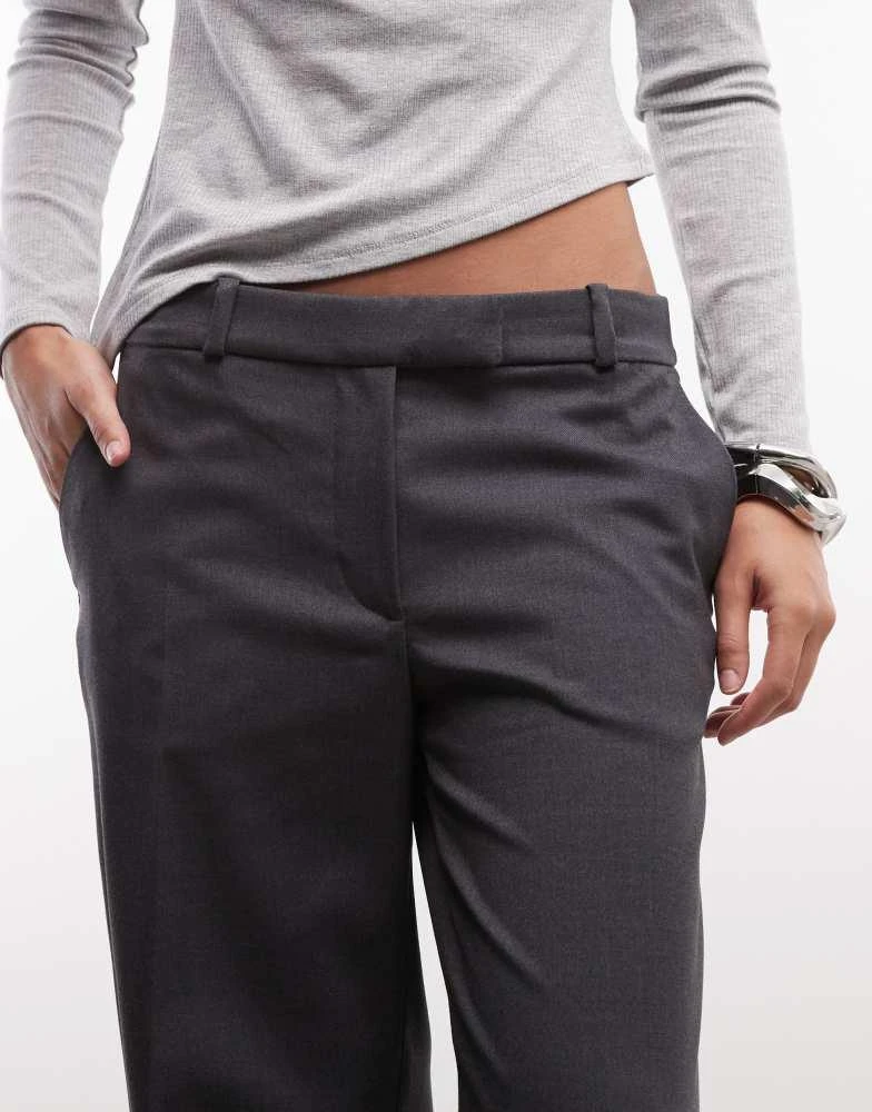 Monki Monki mid waist wide leg tailored trousers in dark grey 3