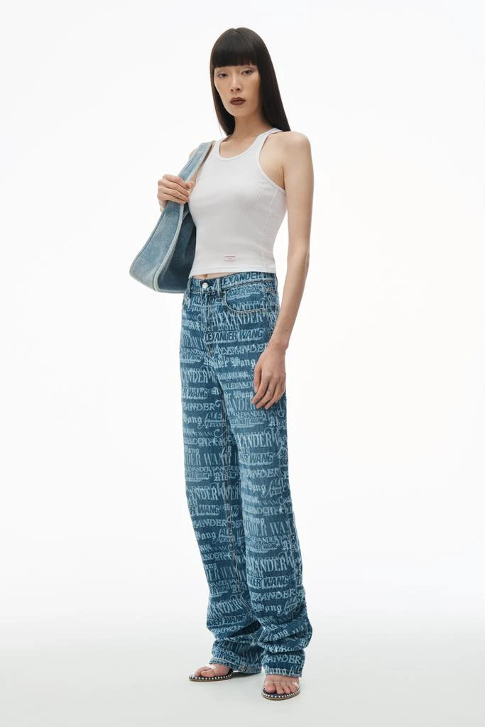 Alexander Wang Ez Mid Rise Straight Leg Jeans with Newsprint Logo 1