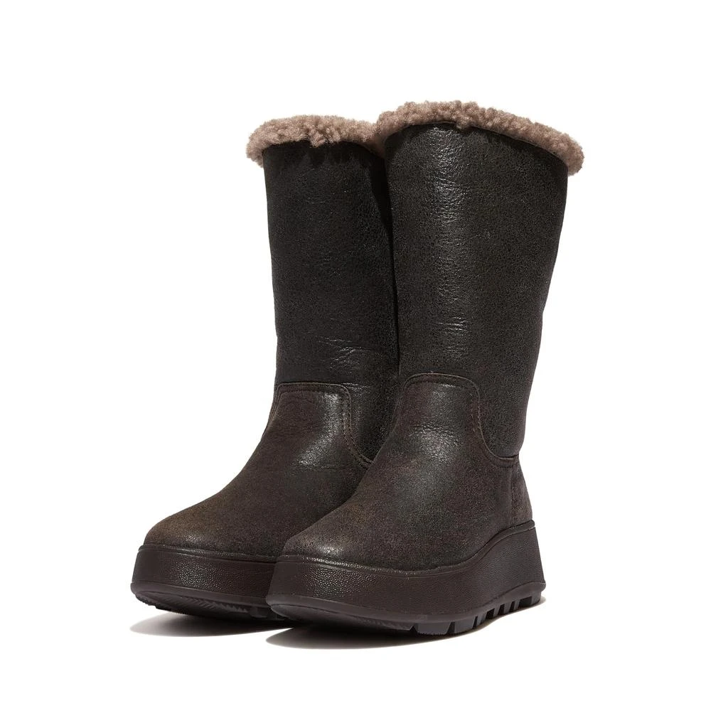 FitFlop F-Mode Roll-Down Shearling Flatform Calf Boots 1