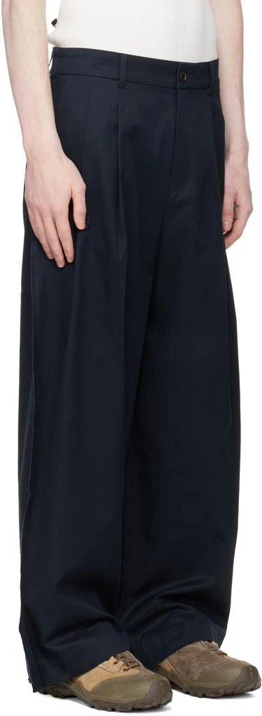 RECODE Navy Raw Edge Two Tuck Trousers 2