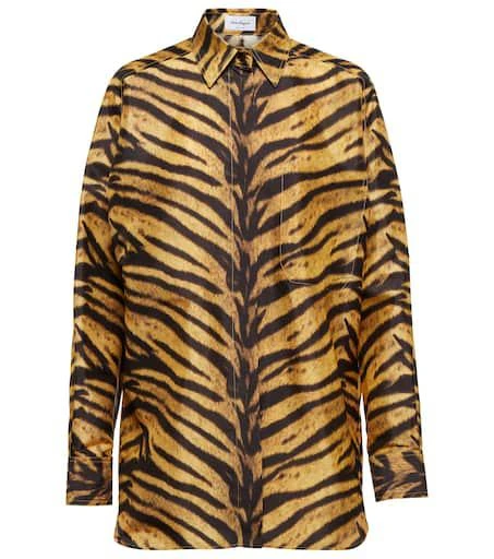 Salvatore Ferragamo Tiger-print silk shirt 1
