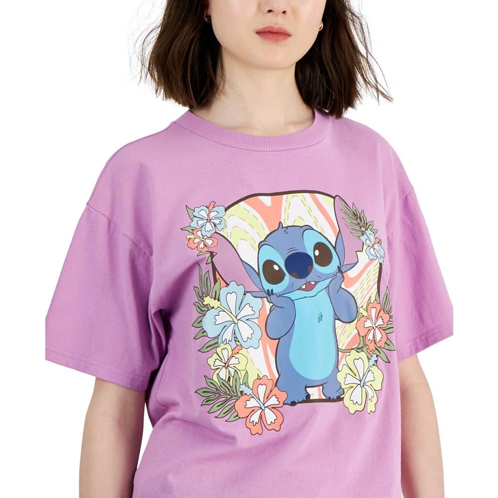 Disney Juniors' Stitch Floral Boyfriend T-Shirt 3