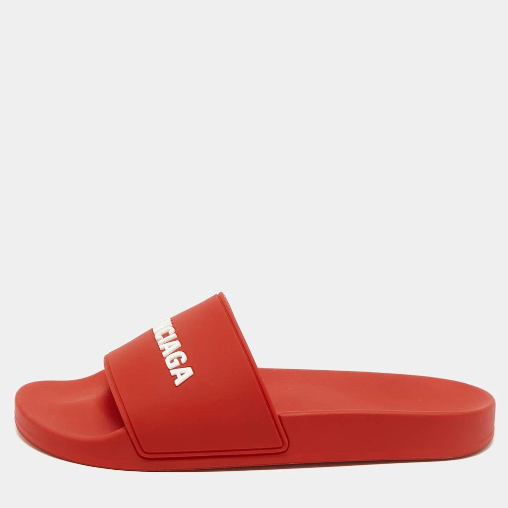 Balenciaga Balenciaga Red Rubber Logo Pool Slides Size 42 1