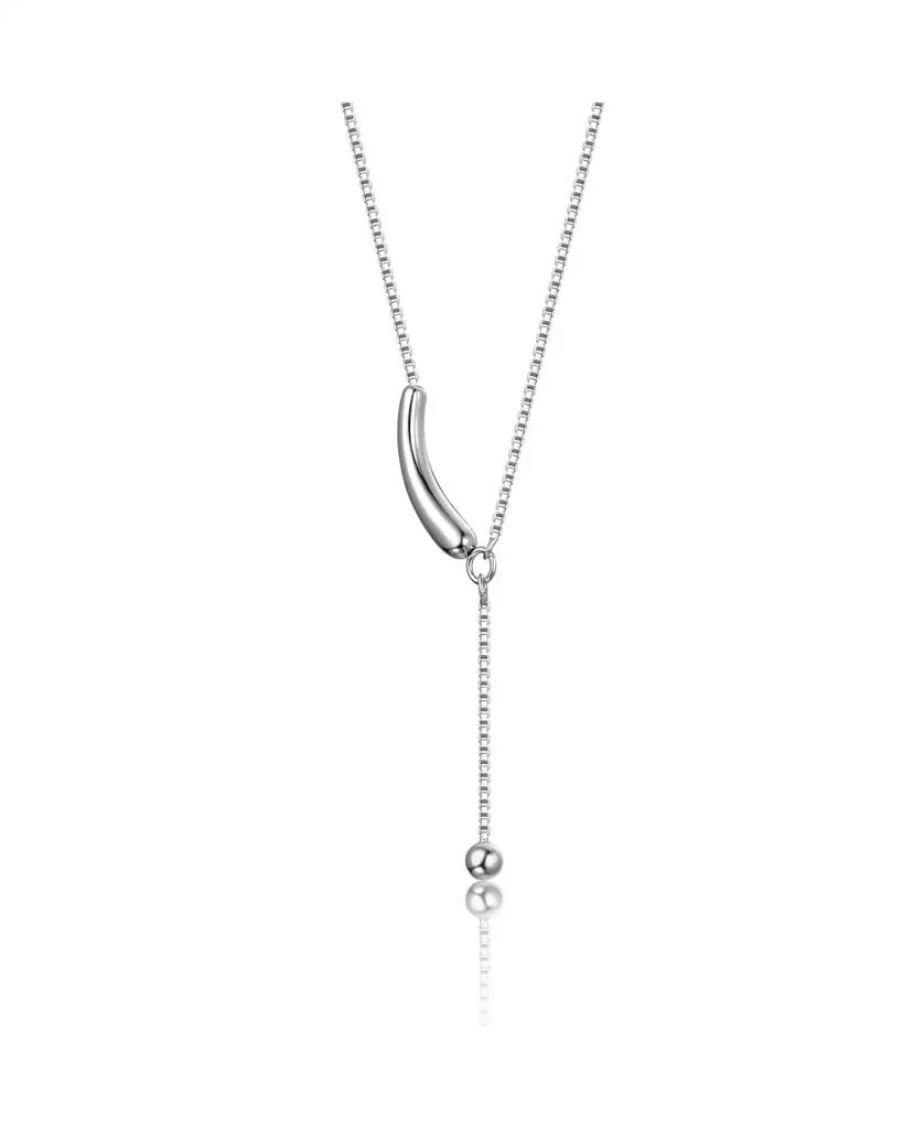 Genevive White Gold Plated Minimalist Curved Pendant Y-Necklace 3