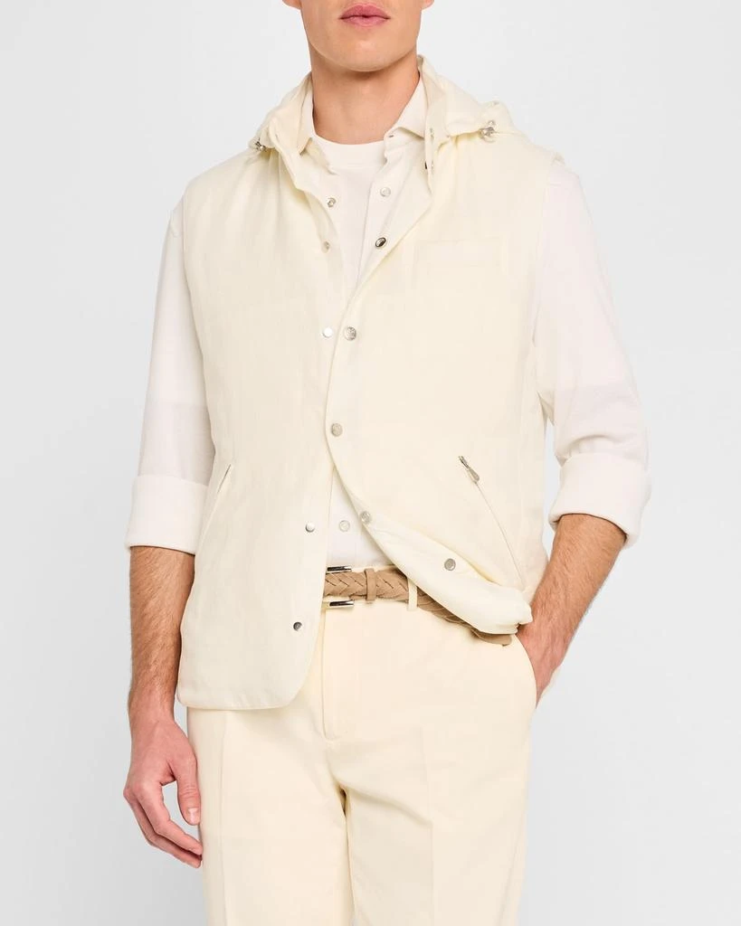 Brunello Cucinelli Men's Water-Resistant Snap-Front Vest with Removable Hood 4