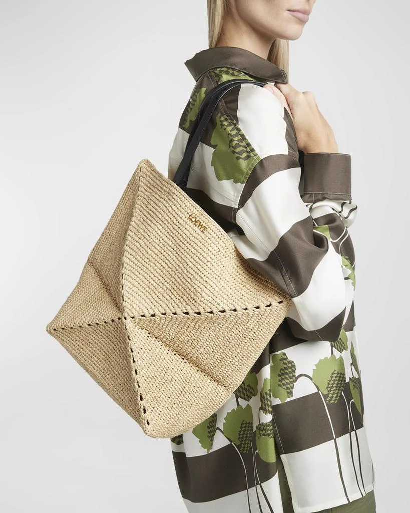 Loewe x Paula’s Ibiza Medium Puzzle Fold Tote Bag in Raffia with Leather Handles 3