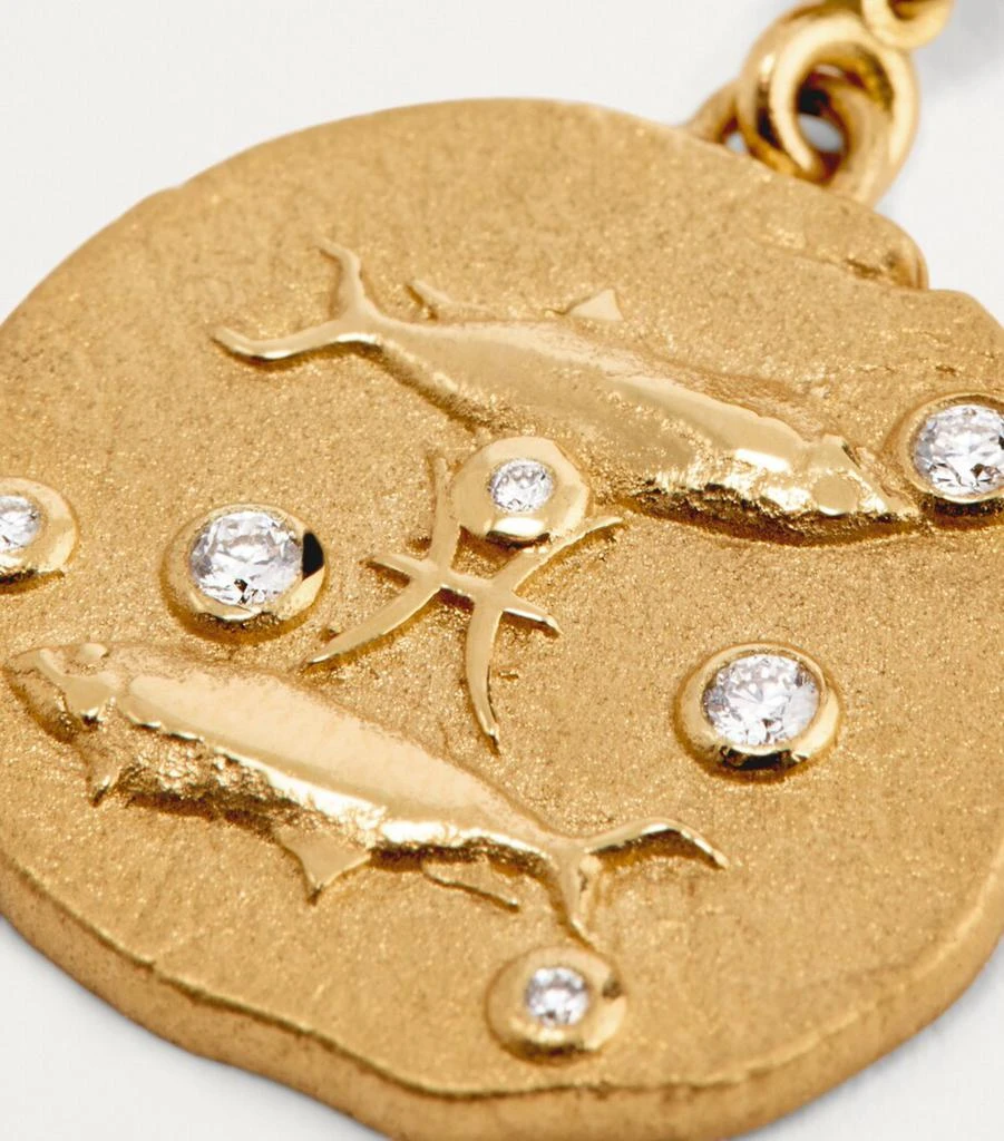 Azlee Small Yellow Gold and Diamond Pisces Coin Charm 5