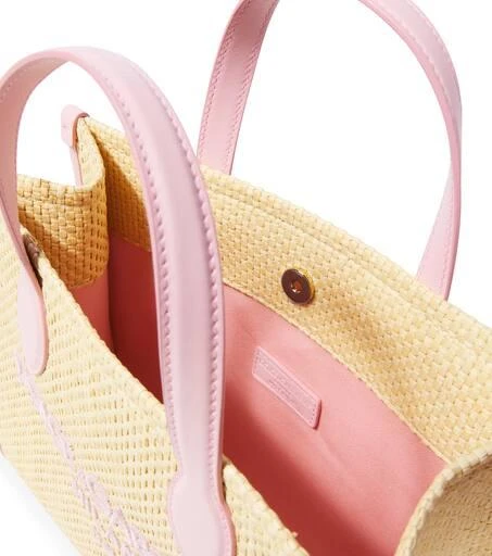 Dolce & Gabbana Logo leather-trimmed raffia-effect tote bag 2