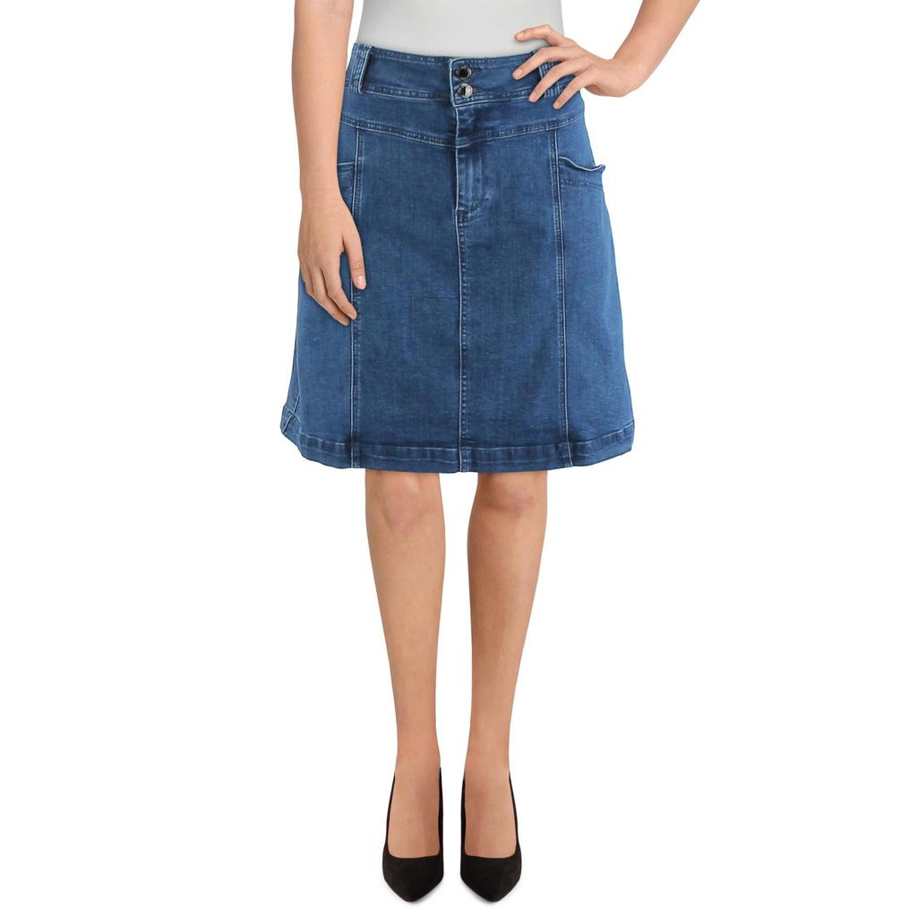 City Chic Plus Womens Mini Jean Denim Skirt