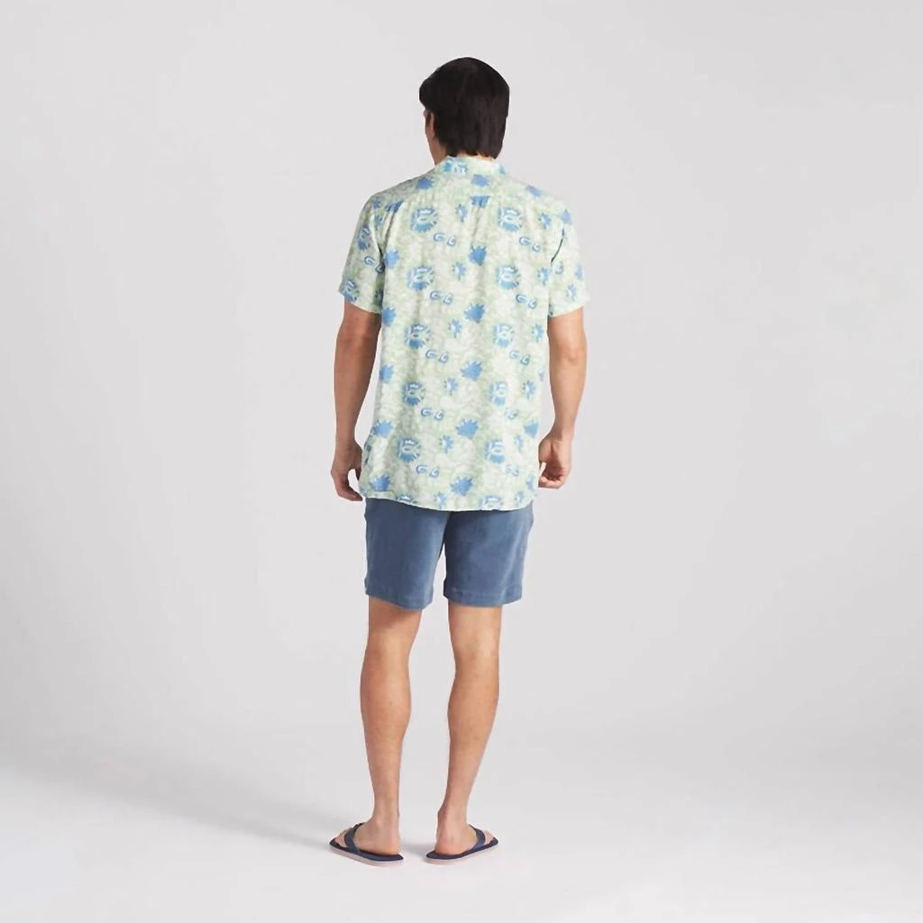 Grayers Men Vintage Hawaiian Batik Print Shirt In Green/light Blue 3