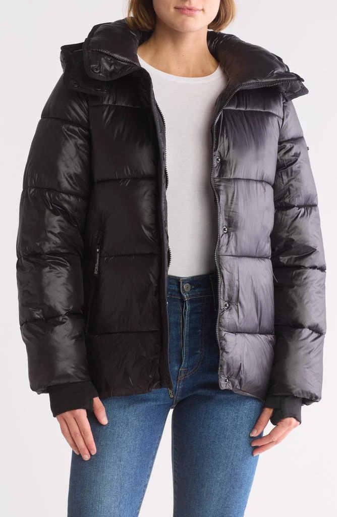 BCBG Channel Quilted Hooded Puffer Jacket 3