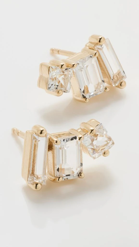 Suzanne Kalan Triple Mixed Shaped White Topaz Earrings 3