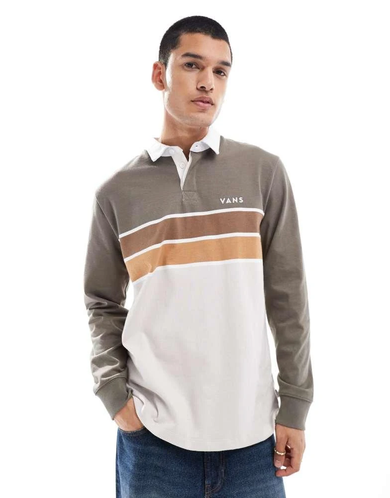Vans Vans harrison long sleeve knitted rugby shirt in brown 1