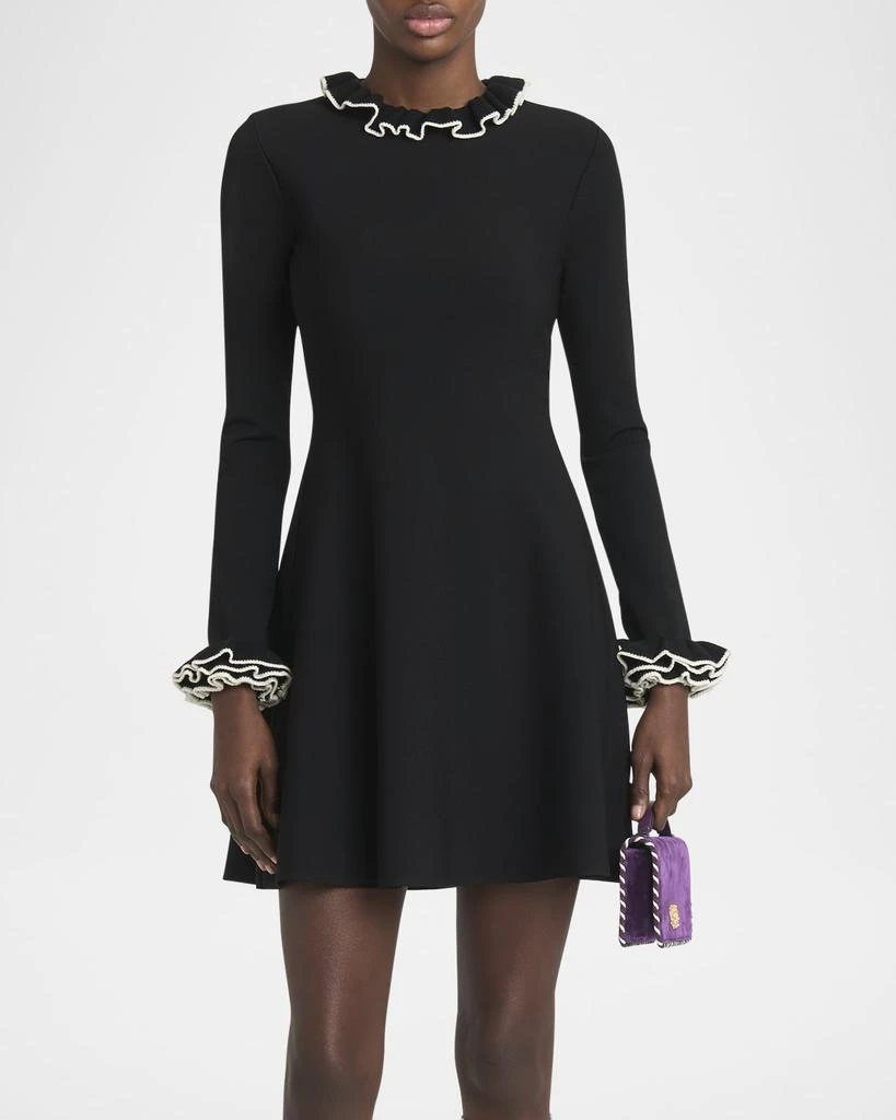 Valentino Ruffle-Trim Knit Mini Sweater Dress 2