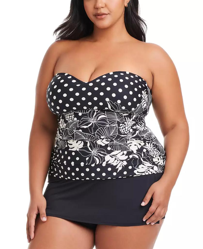 Bleu Rod Beattie Plus Size Printed Double Trouble Shirred Bandini Swim Top