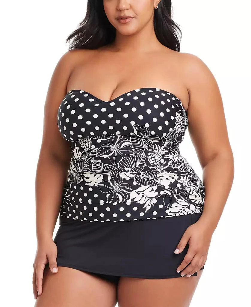 Bleu Rod Beattie Plus Size Printed Double Trouble Shirred Bandini Swim Top 1