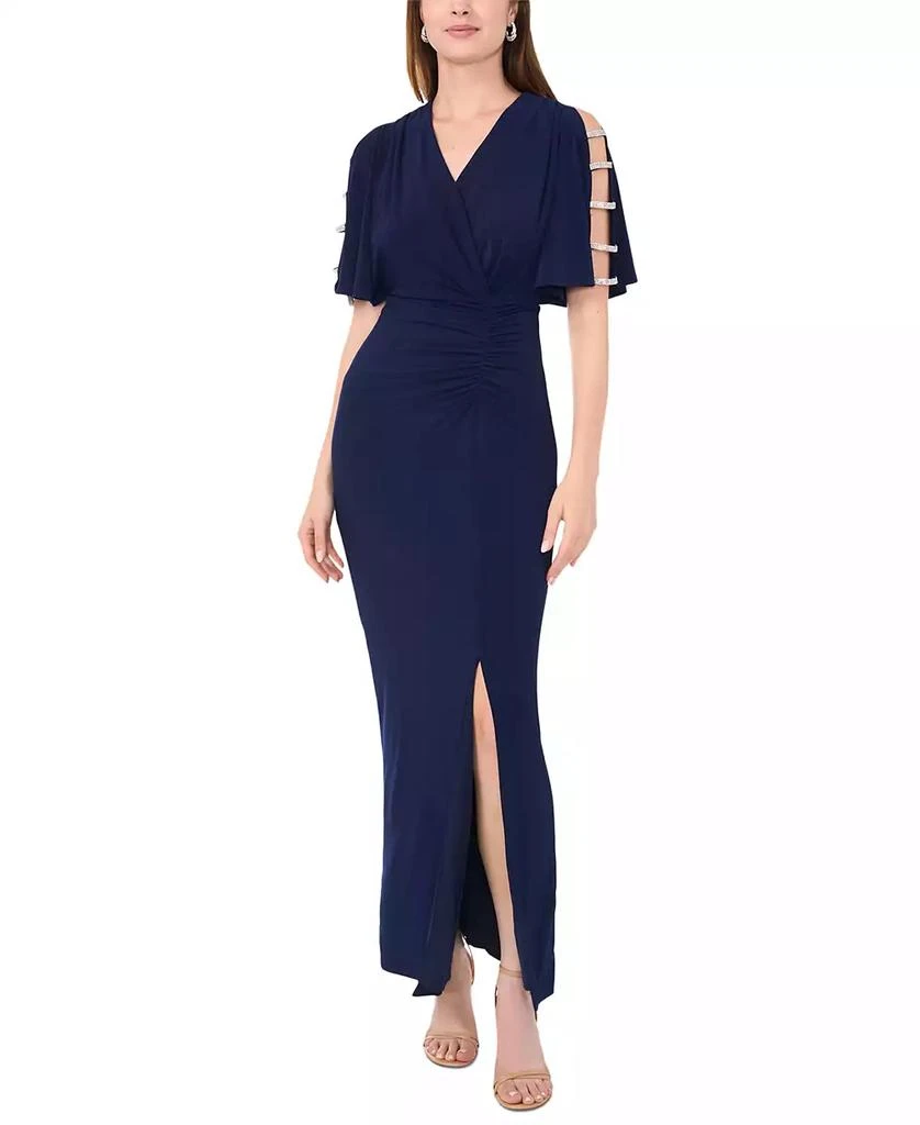 MSK Women's V-Neck Ladder-Trim Short-Sleeve Maxi Dress 1