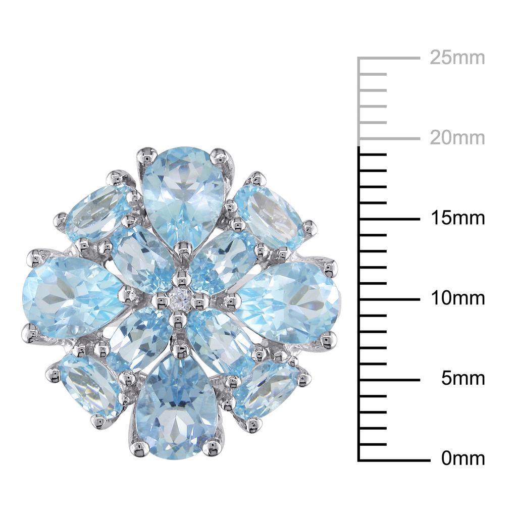 Mimi & Max 6ct TGW Blue and White Topaz Floral Cluster Cocktail Ring Sterling Silver