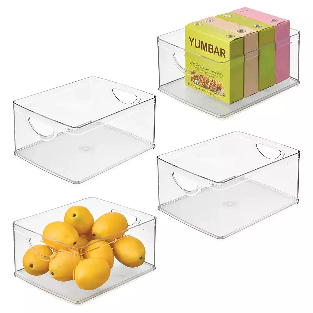 iDesign Set of 4 Stackable Pantry Storage Bin with Handles