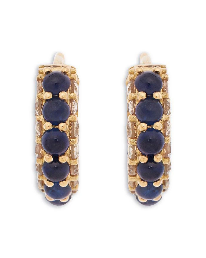 Ileana Makri 18K Yellow Gold Fine Cascade Blue Sapphire 
Brown Diamond Streamline Hoop Earrings