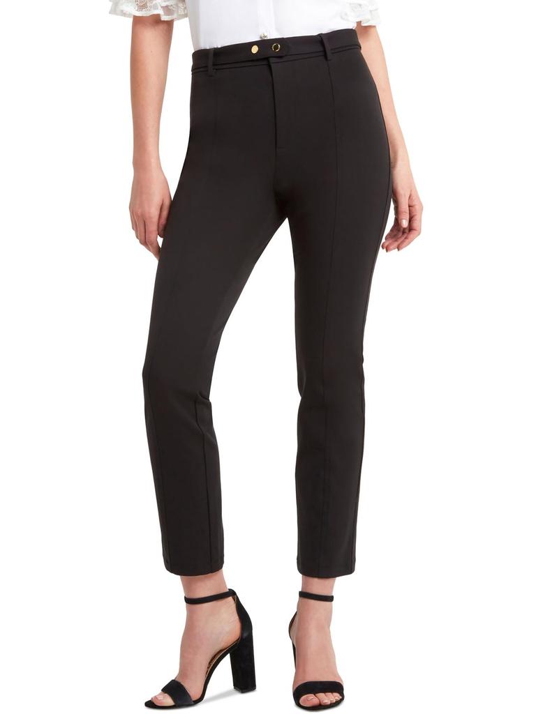 H Halston Womens Belted Work Straight Leg Pants