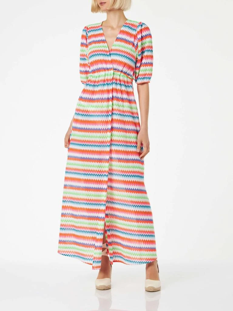 Mc2 Saint Barth Chevron Raschel Knit Long Beach Dress Bliss With Striped  Pattern - Outdoor Clothing - BeyondStyle