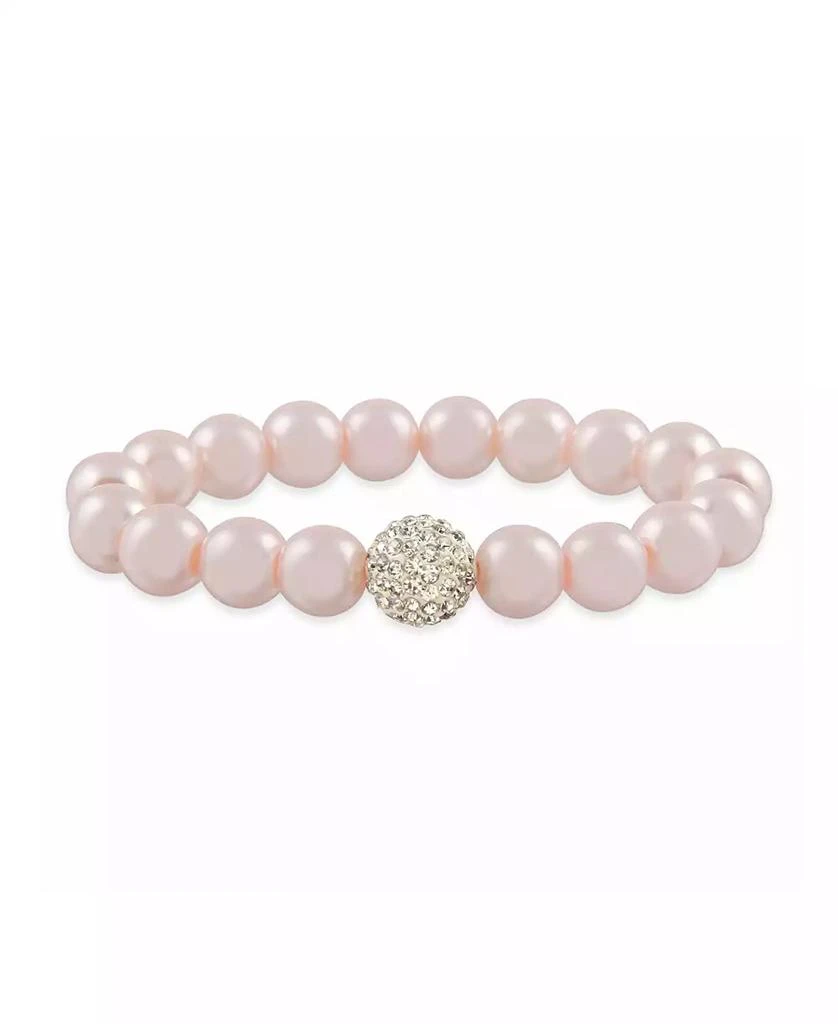 Macy
s Pink Imitation Pearl with a Crystal Stretchy Bracelet