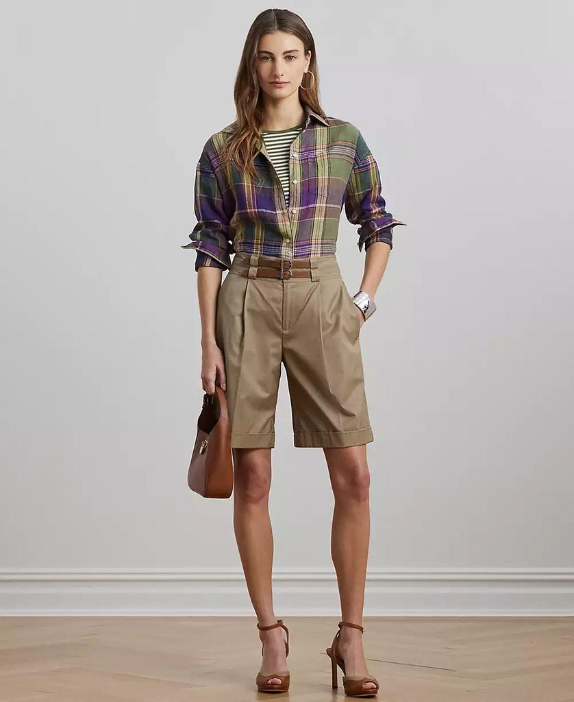 Ralph Lauren Petite 100% Linen Relaxed-Fit Plaid Linen Shirt
