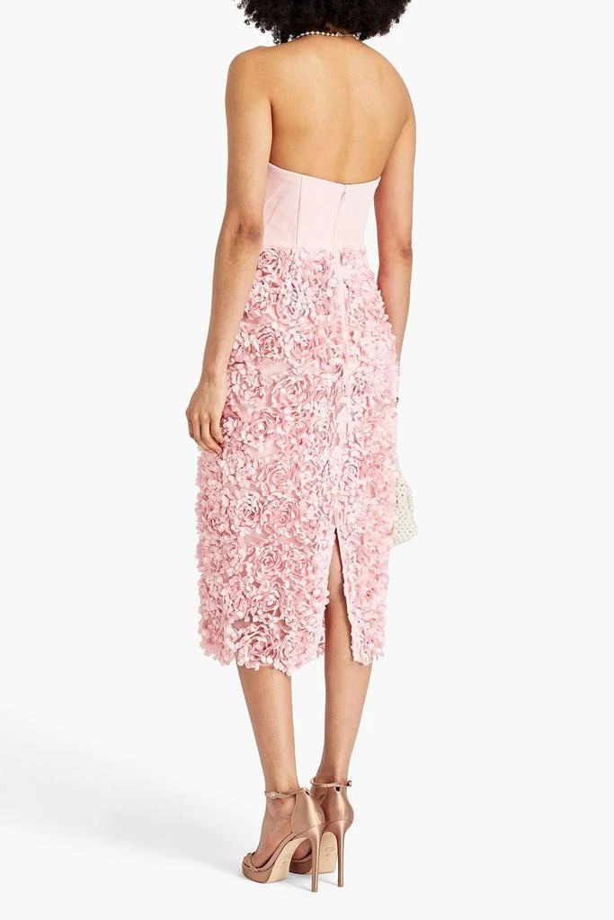 MARCHESA NOTTE Strapless floral-appliquéd crepe midi dress 3