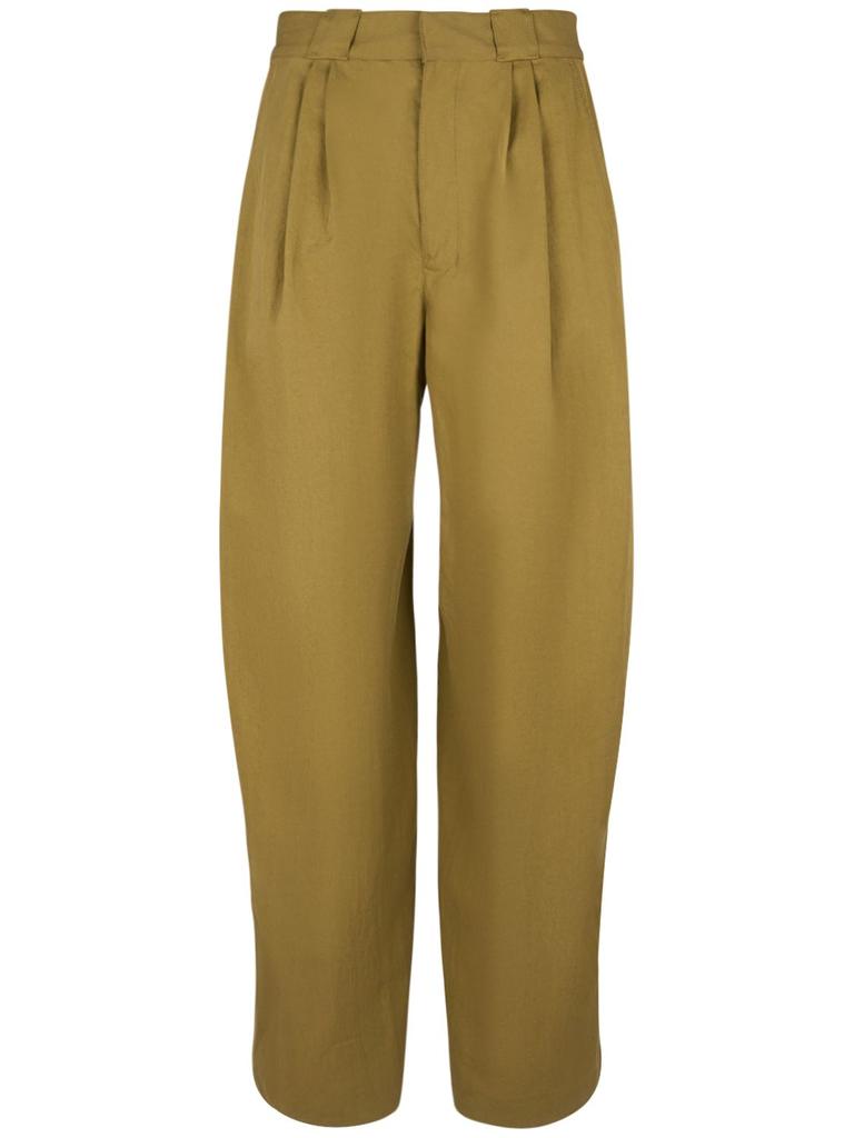 LEMAIRE Wide Leg Pleated Cotton Pants