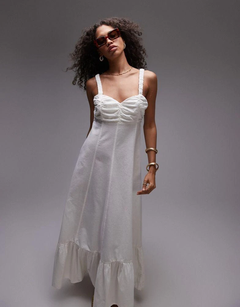 Topshop Topshop strappy linen square neck midi sundress 2