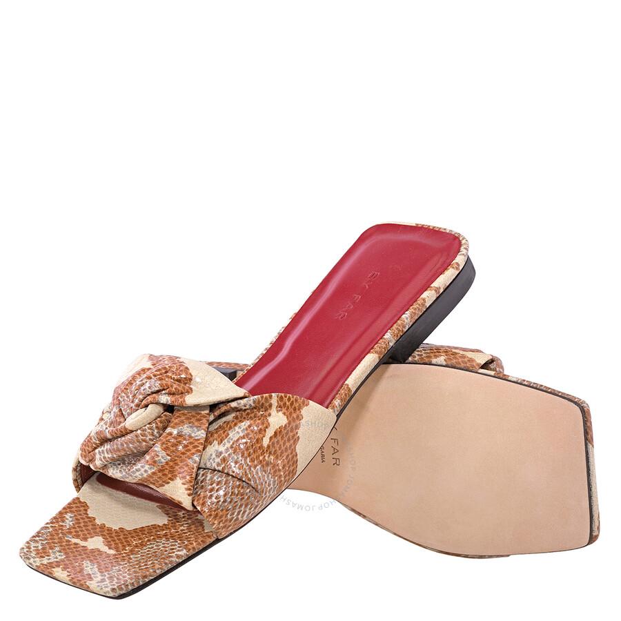 by FAR Ladies Almond Knotted Snake-print Slides