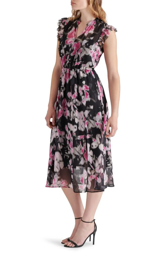 Steve Madden Allegra Floral Ruffle Chiffon Midi Dress 4