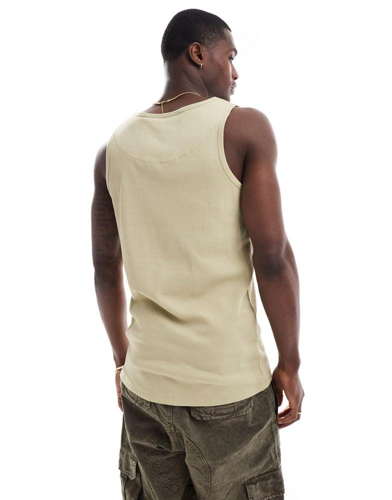 Brave Soul Brave Soul ribbed classic vest in pale olive green 2