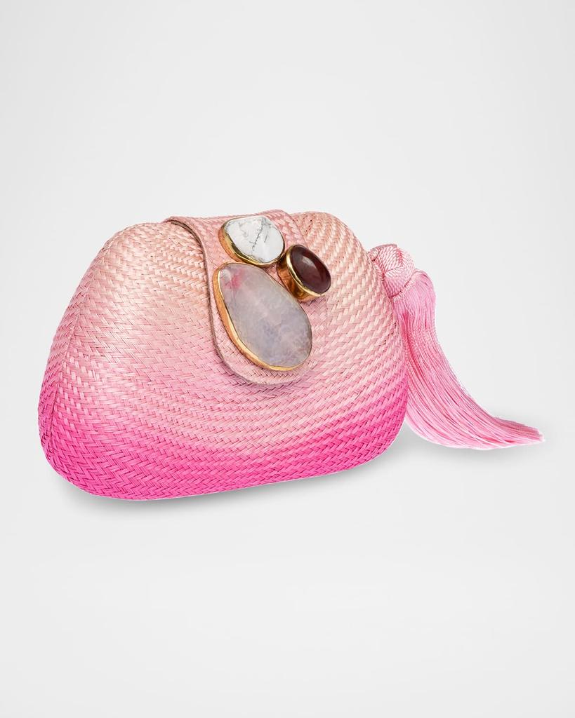 Rafe Tamu Stone Tassel Woven Clutch Bag