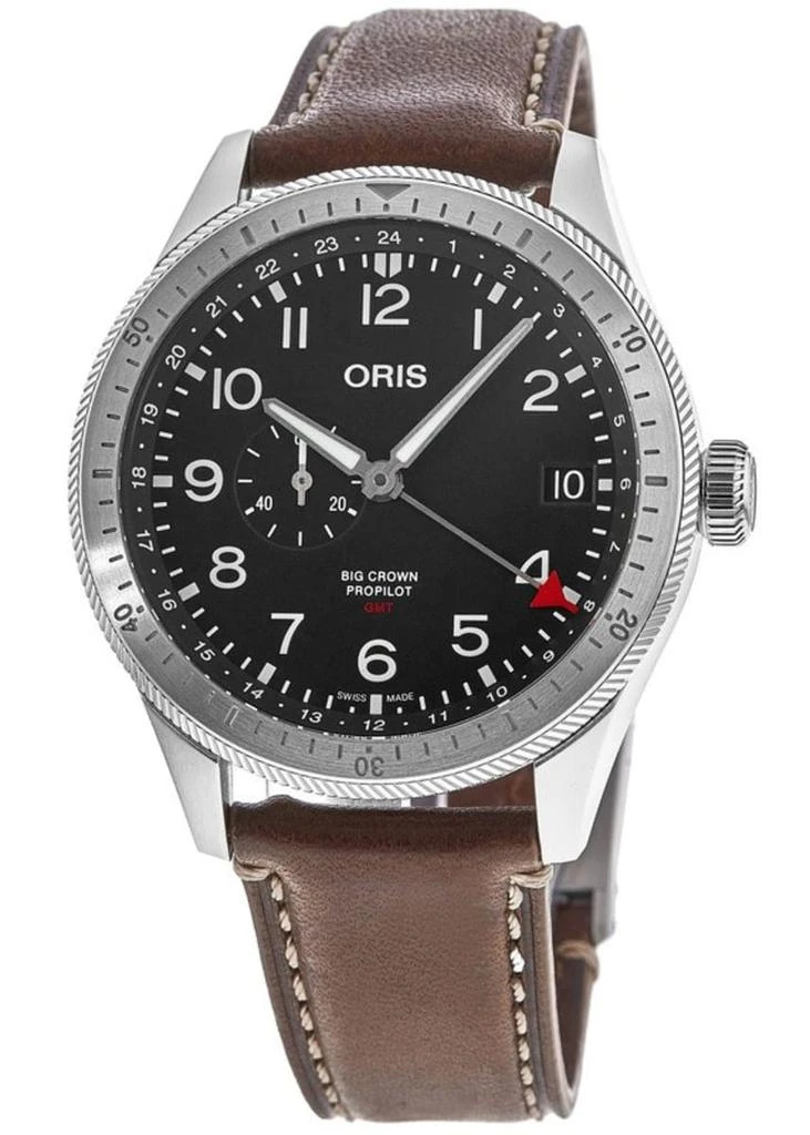 Oris Big Crown ProPilot Timer GMT Black Dial Brown Leather Strap Men's Watch 01 748 7756 4064-07 5 22 07LC 1
