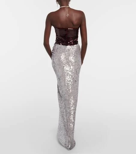 Magda Butrym Floral-appliqué sequined maxi skirt 3