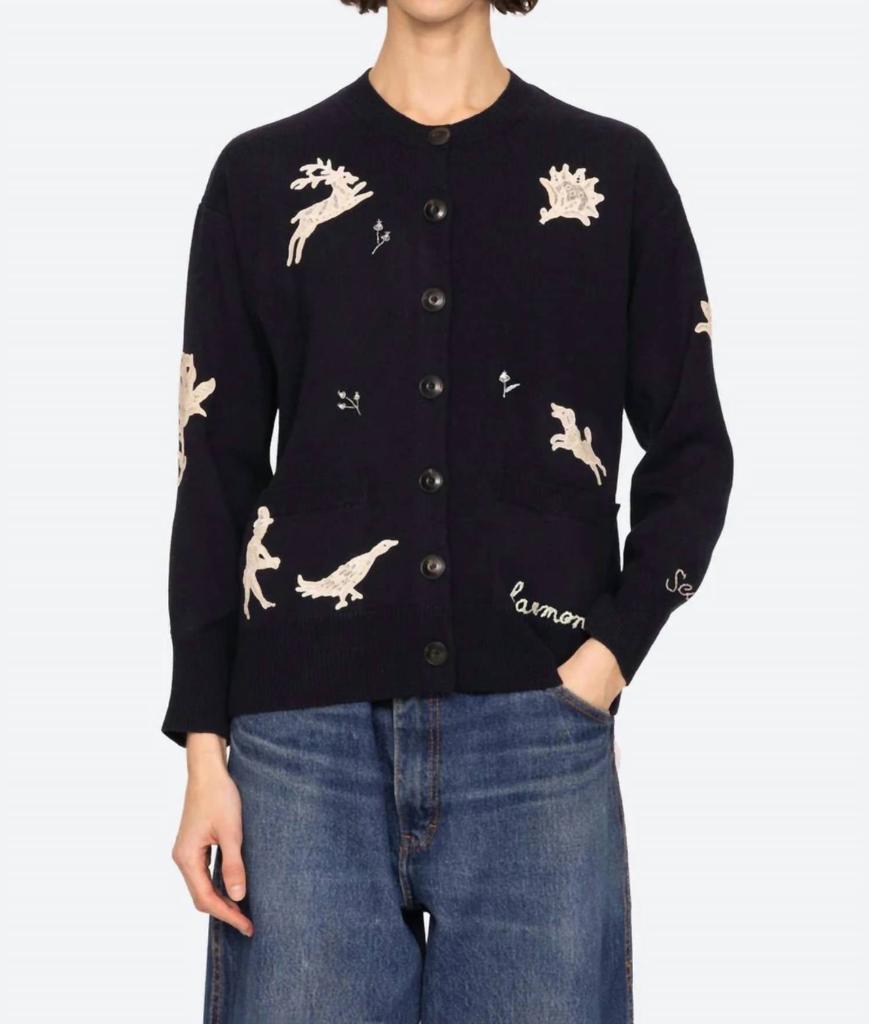 Sea Mika Long Sleeve Cardigan In Navy
